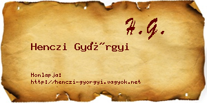 Henczi Györgyi névjegykártya